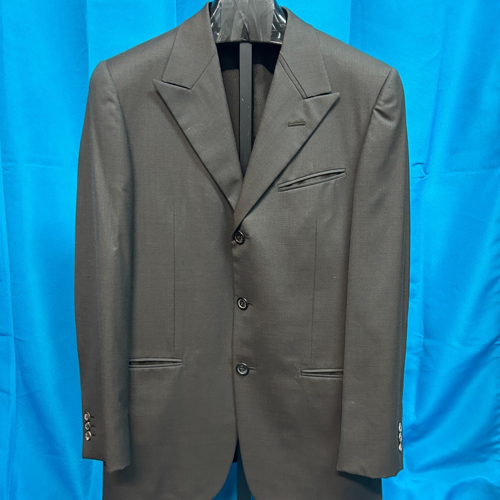 8943 Versace Navy Brown Blazer Wool Cotton Elastane Made in Italy Large? 48R